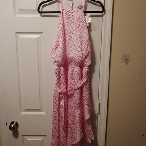 High neck asymmetrical dress